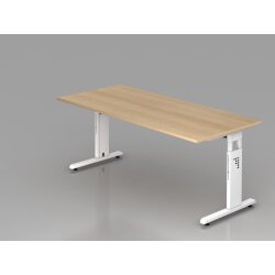 Schreibtisch höhenverstellbar 180x80 cm Eiche/Weiss
