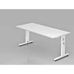 Schreibtisch höhenverstellbar 180x80 cm Weiss/Weiss