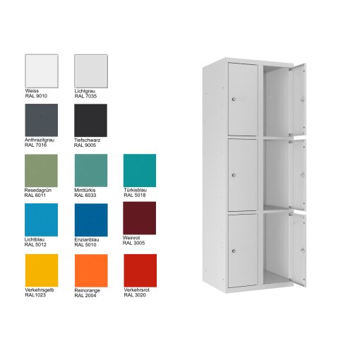 Stahl Schliessfachschrank Select 6 Fächer 400mm Abteilbreite