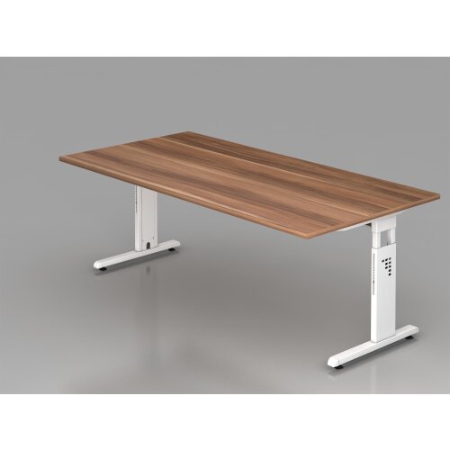 Schreibtisch höhenverstellbar 200x100 cm Ahorn/Weiss