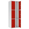 Stahl Schliessfachschrank Select 6 Fächer 400mm Abteilbreite Korpus Lichtgrau RAL 7035 Türen Verkehrsrot RAL 3020
