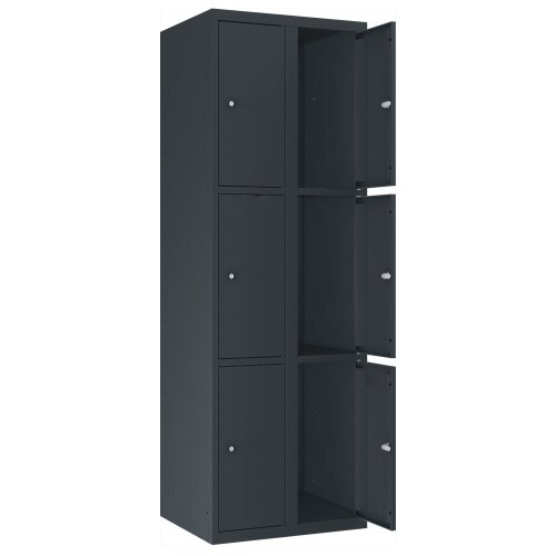 Stahl Schliessfachschrank Select 6 Fächer 400mm Abteilbreite Korpus Anthrazitgrau RAL 7016 Türen Anthrazitgrau RAL 7016