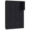 Stahl Schliessfachschrank Select 12 Fächer 300mm Abteilbreite Korpus Tiefschwarz RAL 9005 Türen Tiefschwarz RAL 9005