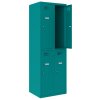 Schliessfachschrank Select 4 Fächer Abteilbreite 300mm Korpus Türkisblau RAL 5018 Türen Türkisblau RAL 5018 Drehriegel