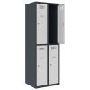 Schliessfachschrank Select 4 Fächer Abteilbreite 300mm Korpus Anthrazitgrau RAL 7016 Türen Lichtgrau RAL 7035 Zylinderschloss
