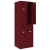 Schliessfachschrank Select 4 Fächer Abteilbreite 400mm Korpus Weinrot RAL 3005 Türen Weinrot RAL 3005 Zylinderschloss