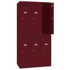 Schliessfachschrank Select 6 Fächer Abteilbreite 400mm Korpus Weinrot RAL 3005 Türen Weinrot RAL 3005 Zylinderschloss