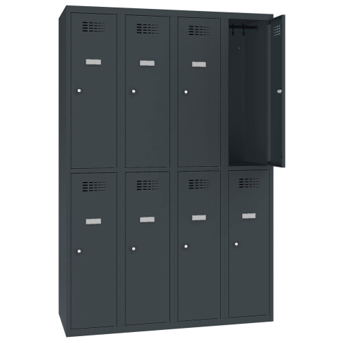 Schliessfachschrank Select 8 Fächer Abteilbreite 300mm Korpus Anthrazitgrau RAL 7016 Türen Anthrazitgrau RAL 7016 Zylinderschloss