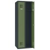 Spind Select 2 Abteile Abteilbreite 300mm Korpus Tiefschwarz RAL 9005 Türen Resedagrün RAL 6011 Zylinderschloss