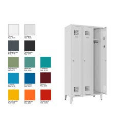 Spind Select 3 Abteile auf Füssen Abteilbreite 300mm