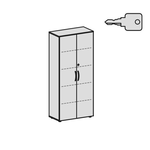 Aktenschrank 5 Ordnerhöhen 181 hoch  80 cm breit, Dekor Front: Weiss, Dekor Korpus: Weiss
