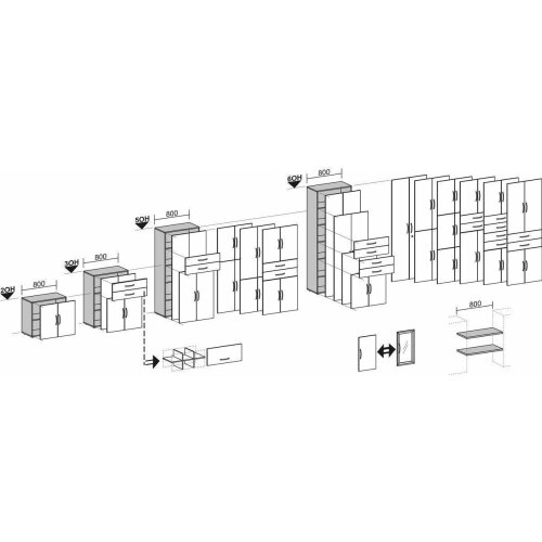 Aktenschrank 5 Ordnerhöhen 181 hoch  80 cm breit, Dekor Front: Lichtgrau, Dekor Korpus: Lichtgrau