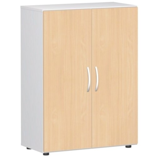 Aktenschrank 3 Ordnerhöhen 110 cm hoch 80 cm breit, Dekor Front: Buche Dunkel, Dekor Korpus: Weiss