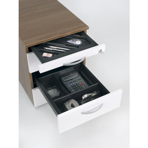 Rollcontainer 80 cm tief, mit 3 Schubladen, Dekor Front: Buche Dunkel, Dekor Korpus: Buche Dunkel