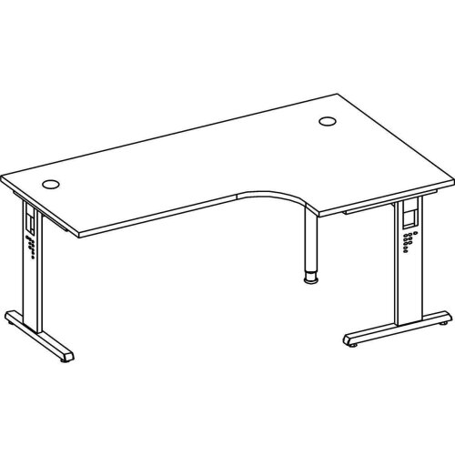 Winkelschreibtisch 90° höhenverstellbar 200x120 cm Grau/Silber