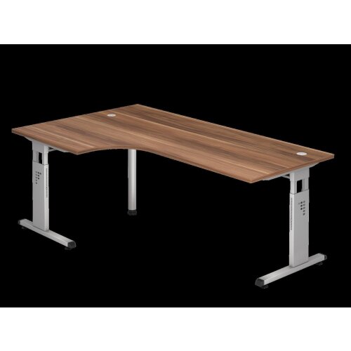 Winkelschreibtisch 90° höhenverstellbar 200x120 cm Grau/Silber