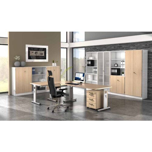 Regal 5OH mit Sockelblende Ahorn