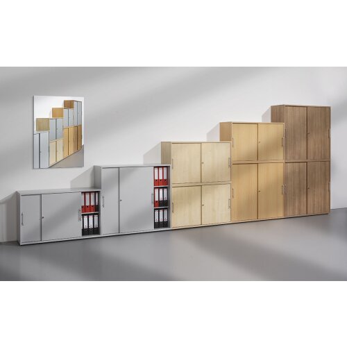 Schiebetürenschrank in 2 Ordnerhöhen, 120 cm breit Weiss