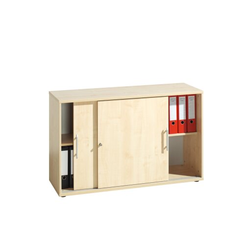 Schiebetürenschrank in 2 Ordnerhöhen, 120 cm breit Weiss