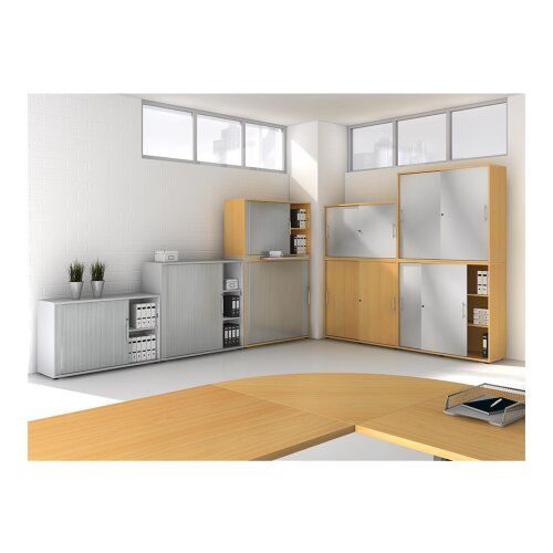 Schiebetürenschrank in 2 Ordnerhöhen, 120 cm breit Weiss