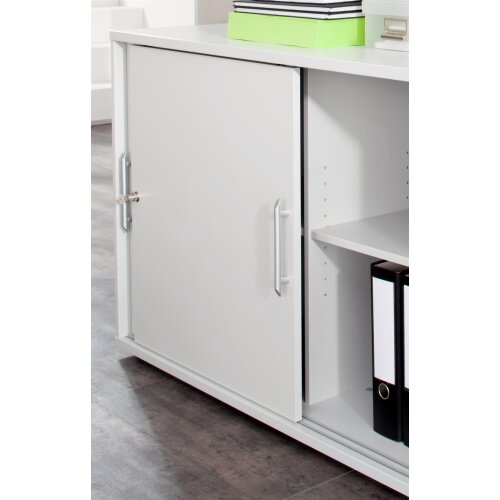 Schiebetürenschrank in 2 Ordnerhöhen, 120 cm breit Weiss