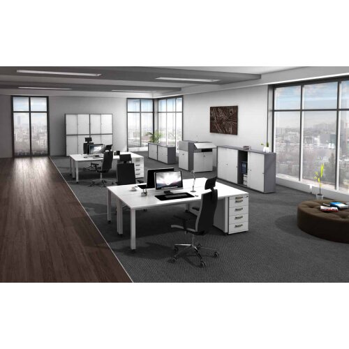 Schiebetürenschrank in 2 Ordnerhöhen, 120 cm breit Weiss