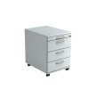Rollcontainer mit 3 Schubladen, 1 x Utensilienfach, 58 cm Tief abschließbar Grau/ Grau