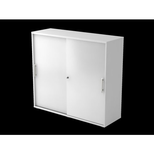 Schiebetürenschrank in 3 Ordnerhöhen, 120 cm breit Weiss/ Weiss