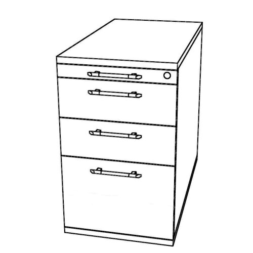 Standcontainer mit Hängeregistratur, 2 Schubladen, 1x Utensilienfach, 80 cm Tief abschließbar Eiche/ Eiche