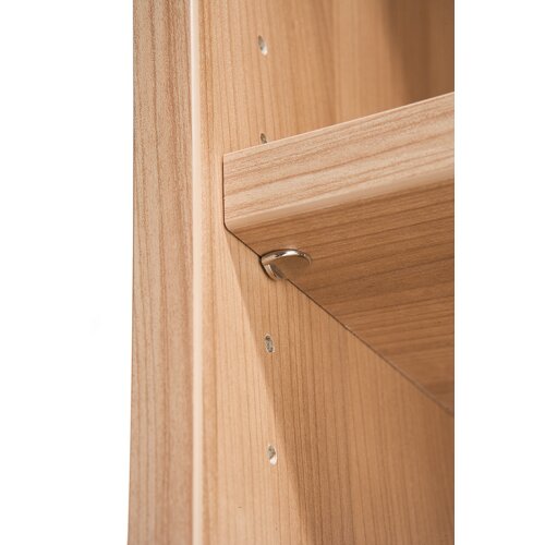 Aktenschrank 5 Ordnerhöhen mit Sockelblende, 2 OH Türen unten abschließbar, 3 OH Regal oben Weiss/ Eiche