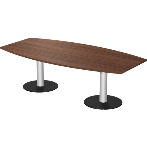 Besprechungstisch Bootsform  200 cm  , Dekor: Nussbaum Dunkel
