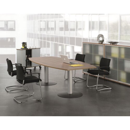 Besprechungstisch Bootsform  240 cm  , Dekor: Buche