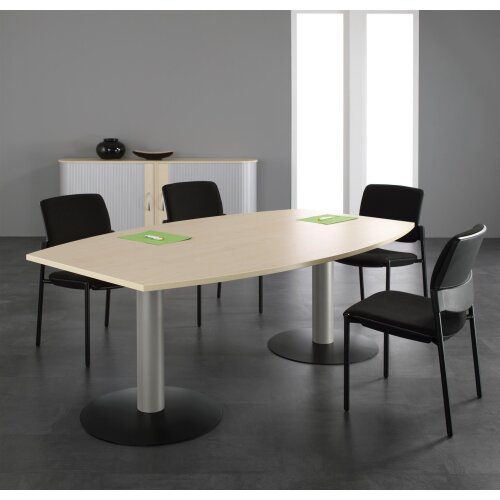 Besprechungstisch Bootsform  240 cm  , Dekor: Lichtgrau