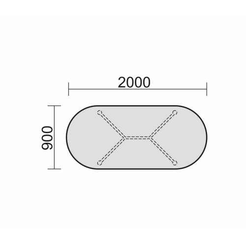 Besprechungstisch Oval, 4-Fuss, 200 x 90 cm, Dekor: Weiss, Gestell: Anthrazit