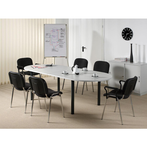 Konferenztisch Oval, 4-Fuss Gestell, 240 cm, Dekor: Buche, Gestell: Anthrazit