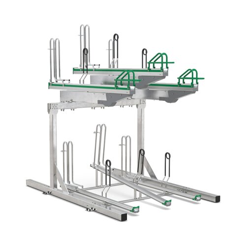 Doppelstockparker Lindau Profi einseitig, 500 mm Radabstand, 6 Stellplätze insgesamt 6