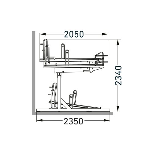 Doppelstockparker Lindau Profi einseitig, 500 mm Radabstand, 6 Stellplätze insgesamt 6