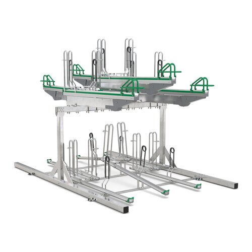 Doppelstockparker Lindau Profi doppelseitig, 500 mm Radabstand, 12 Stellplätze insgesamt 12