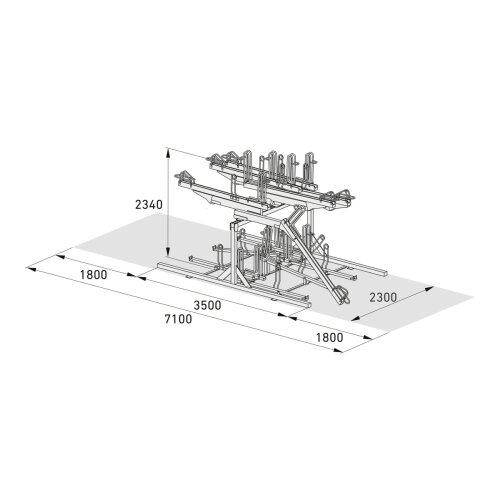 Doppelstockparker Lindau Profi doppelseitig, 500 mm Radabstand, 12 Stellplätze insgesamt 12
