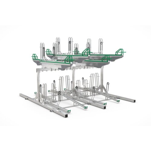 Doppelstockparker Lindau Profi doppelseitig, 500 mm Radabstand, 16 Stellplätze insgesamt 16