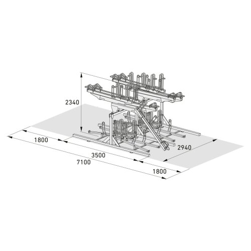 Doppelstockparker Lindau Profi doppelseitig, 500 mm Radabstand, 16 Stellplätze insgesamt 16