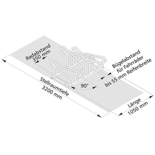 Bügelparker Typ 1000, zweiseitig Stellplätze 6