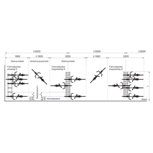 Fahrradständer Typ 2000, einseitig Modell Typ 2000  Radabstand 350 Stellplätze 2