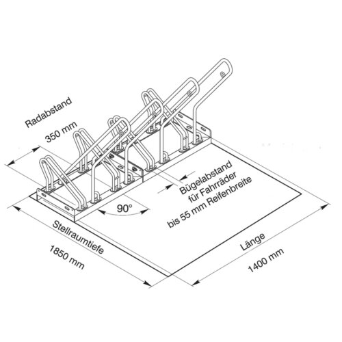 Anlehnbügel Typ 2500, einseitig
