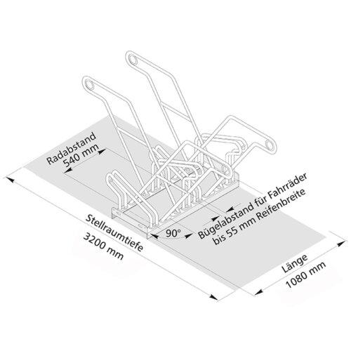 Fahrradständer Anlehnparker Typ 2600 XBF Stellplätze 4