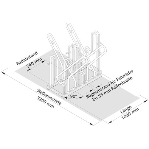 Anlehnparker Typ 4500XBF Stellplätze 4