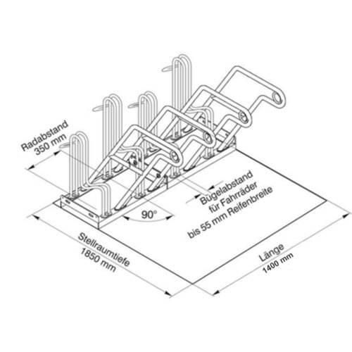 Anlehnbügel Typ 4600, einseitig Stellplätze 2