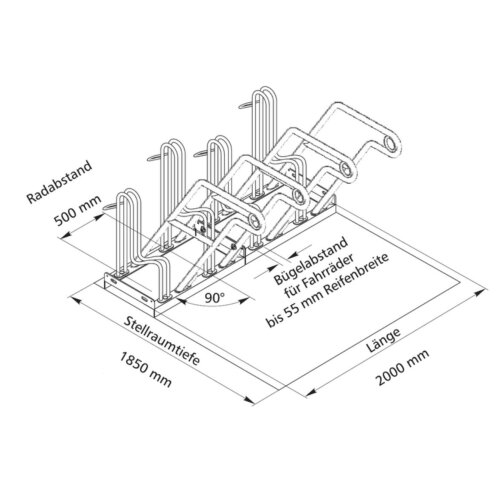 Anlehnparker Typ 4600 XBF Stellplätze 2
