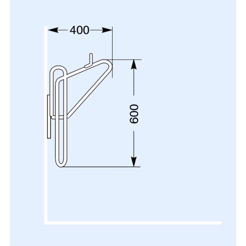 Hängeparker Typ 3900 Einstellwinkel 70 Seite der Einstellung Einstellung links Fahrrad rechts zur Wand hängend