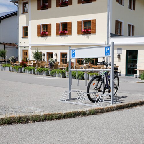 Werbe-Fahrradständer Security Station mit Laufrollen
